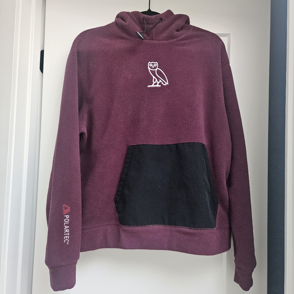 October’s Very Own OVO X Polartec MicroFleece Hoodie Red Burgundy Sherpa Large - Picture 2 of 11